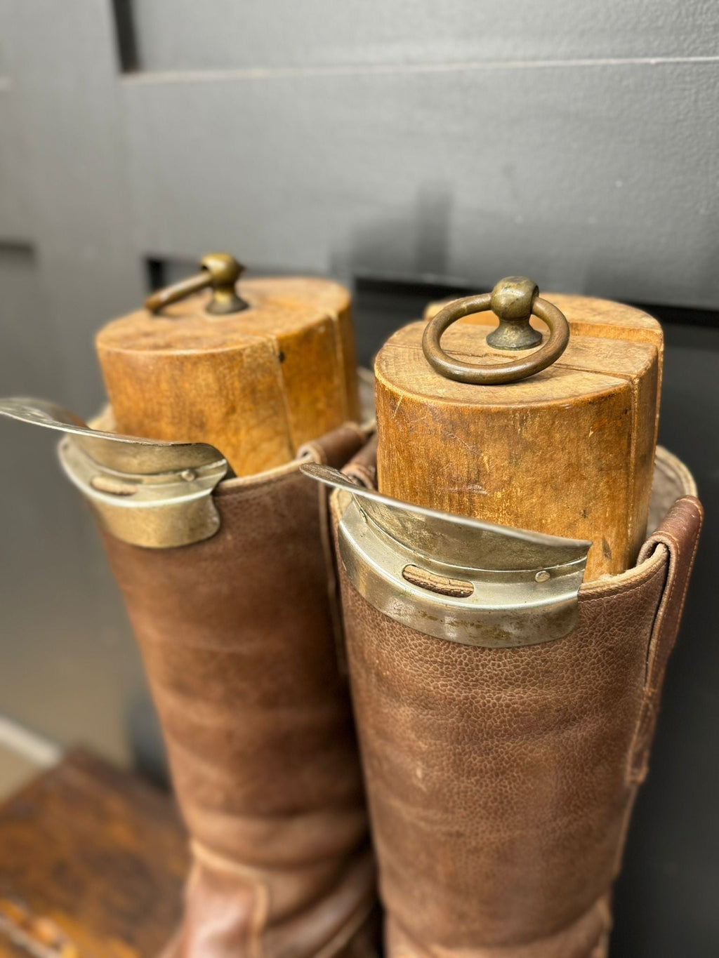 WWII Military Brown Leather Flying Army Boots with Boot Trees Jack Boots