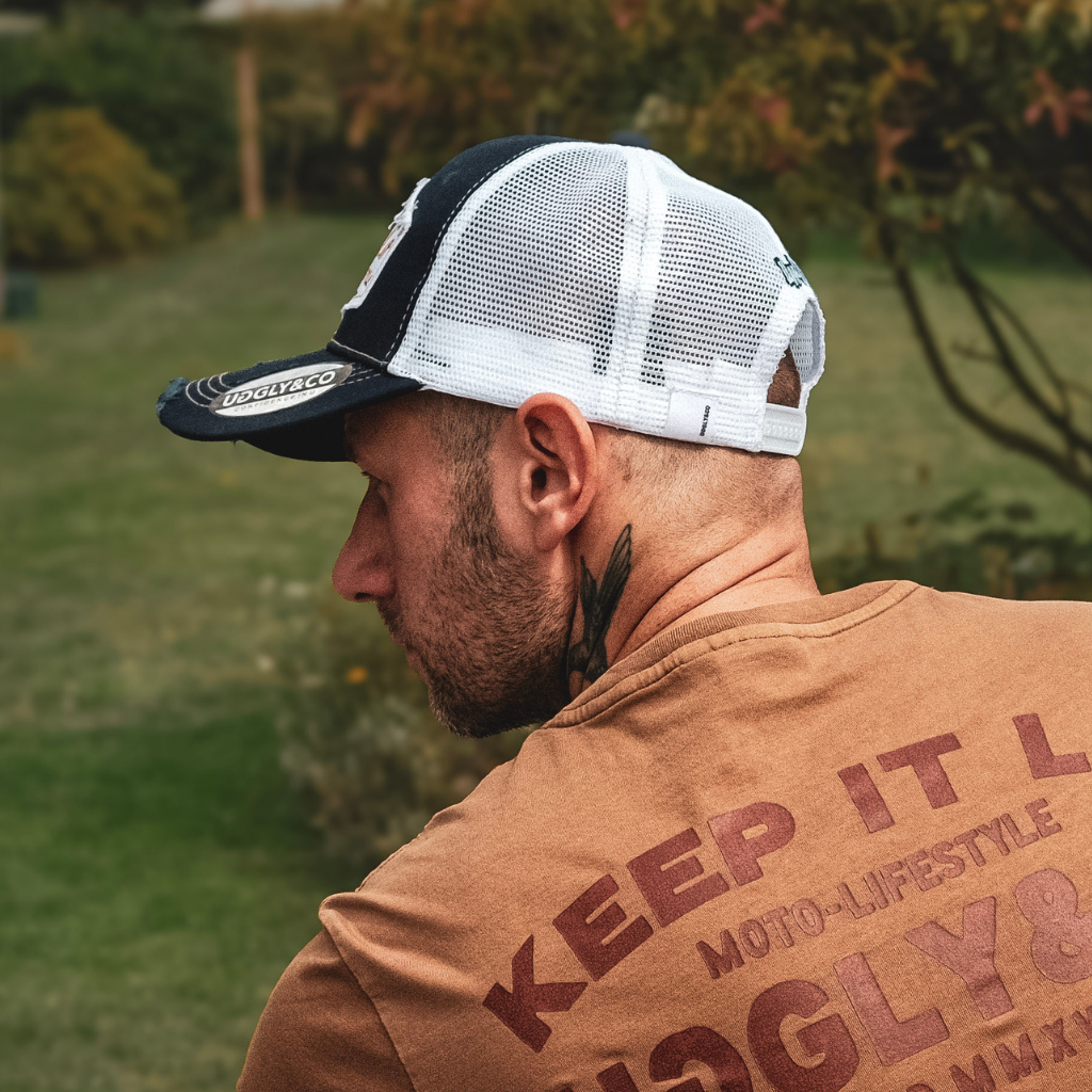 Uggly & Co Night Blue & Gold Distressed Diamond Trucker Hat