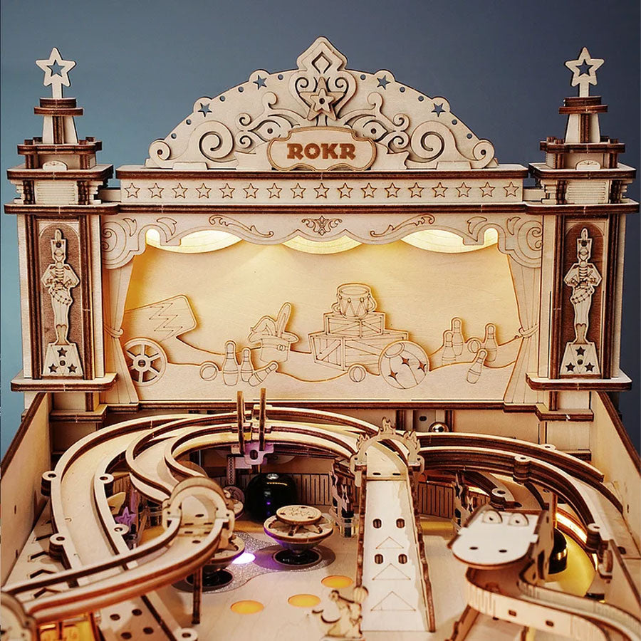 ROKR 3D Pinball Machine Wooden Puzzle Kit – Retro Mechanical Model