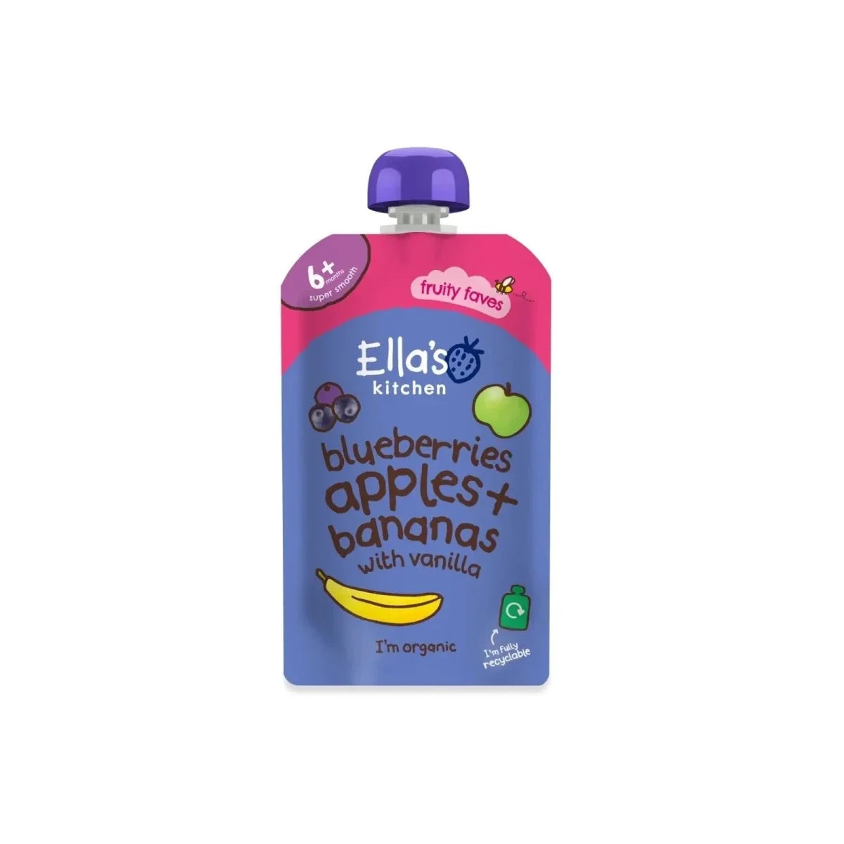Ella's Kitchen Organic Blueberries Apples Bananas & Vanilla Baby Food Pouch 4+ months 120g