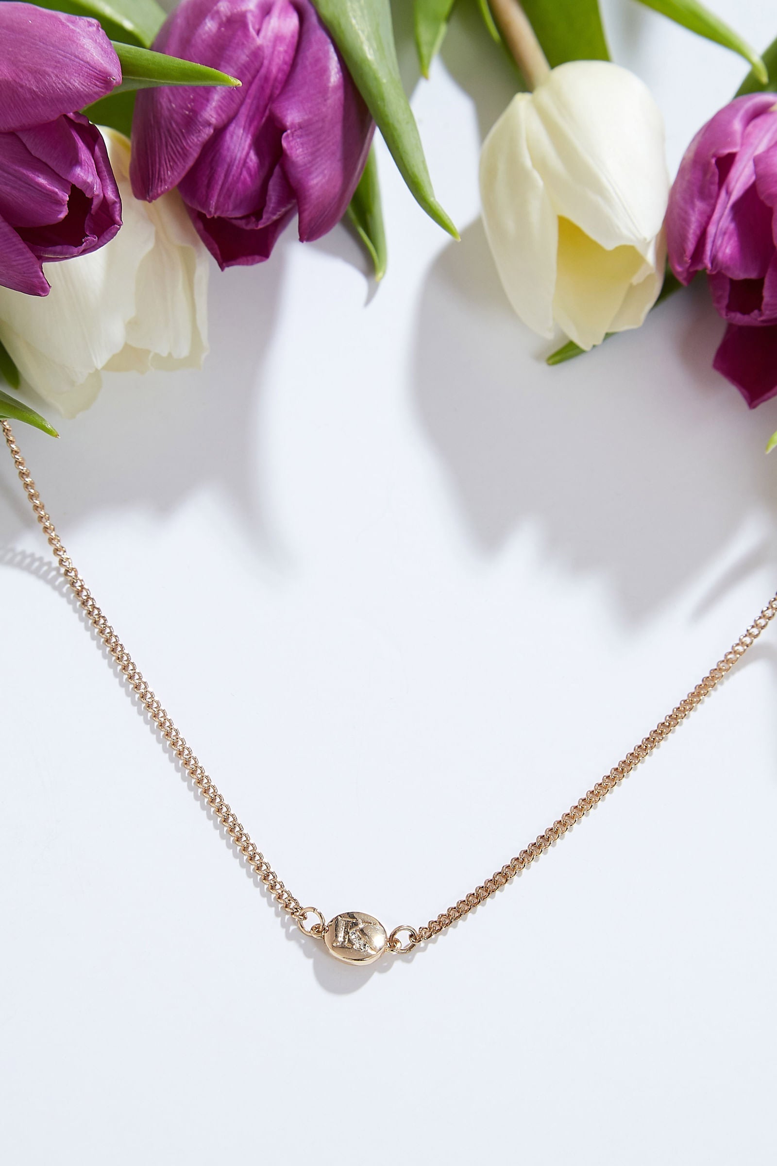Louche Letter Disc Necklace Gold