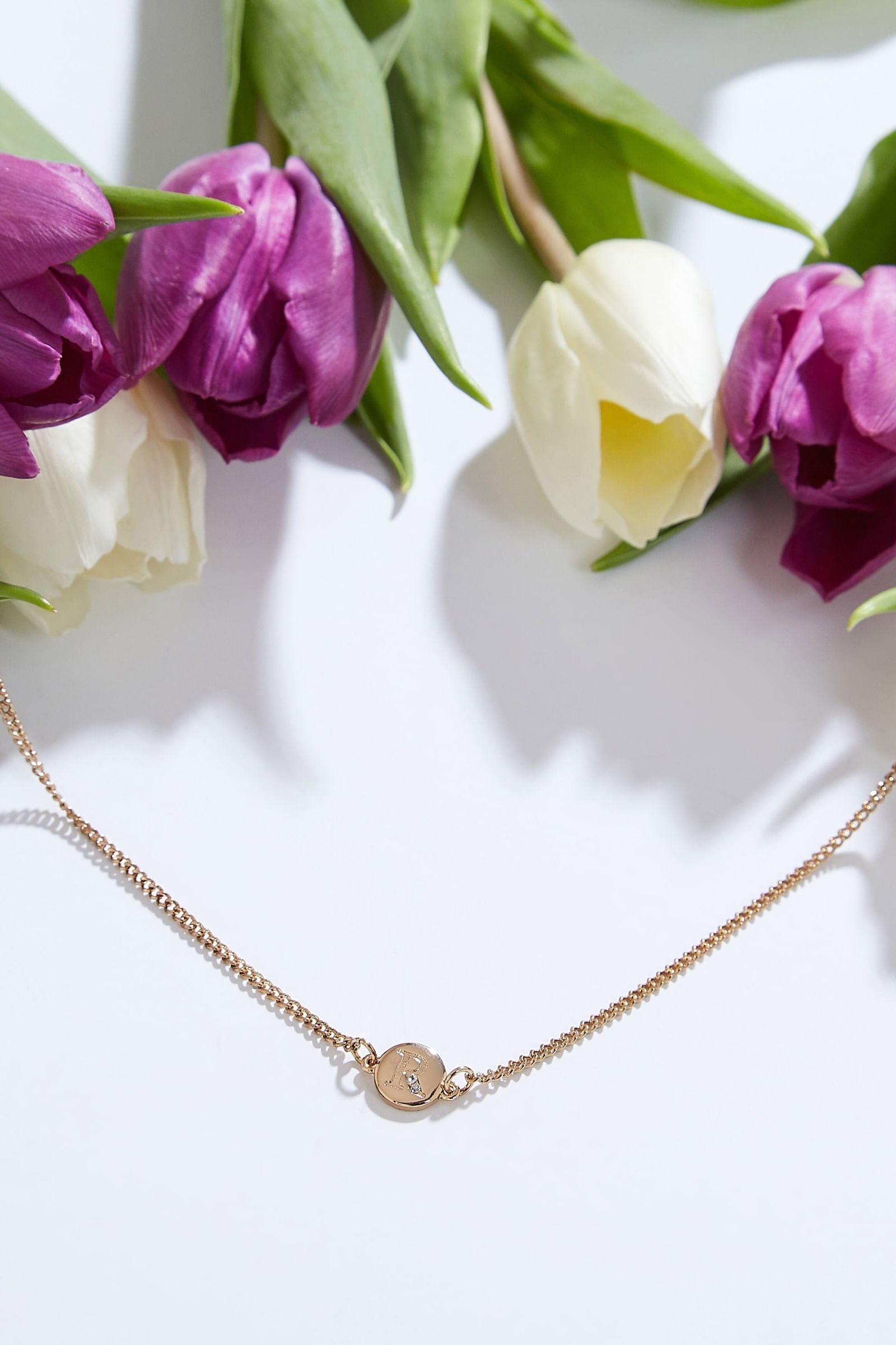 Louche Letter Disc Necklace Gold