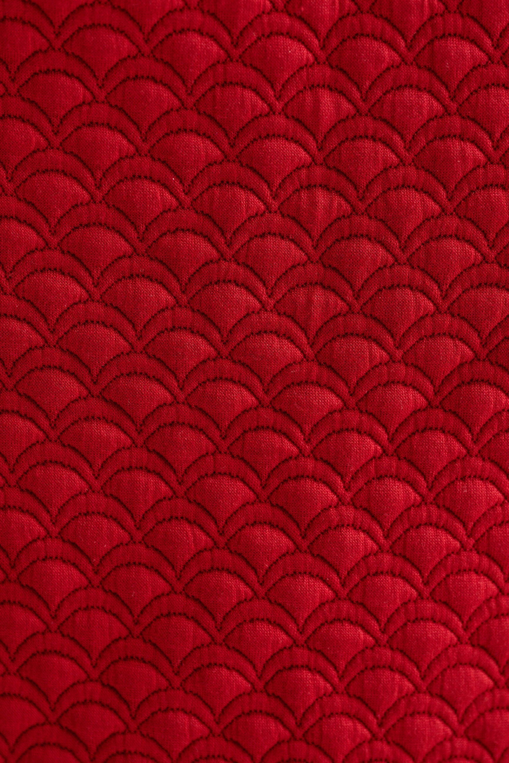 Flory Scallop Quilt Wide Leg Trouser - Wine Red