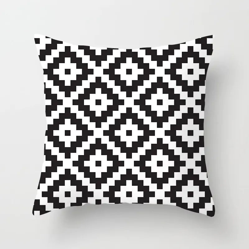 Yellow & Black Geometric Pillow Cover – Modern Abstract Cushion Case 45×45cm
