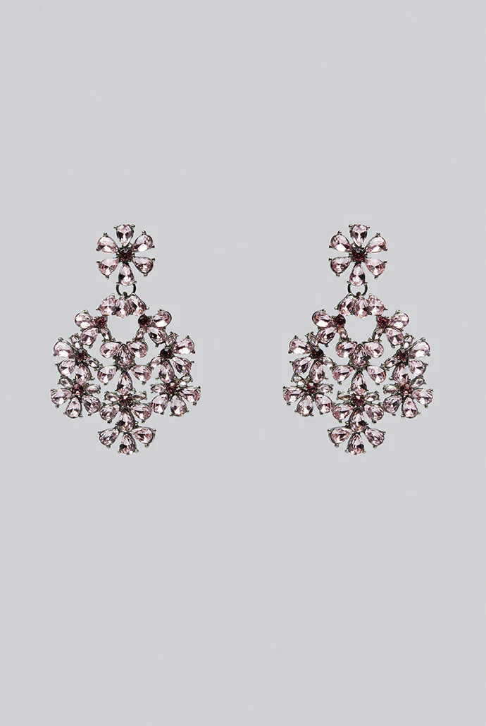Evie Floral Drop Oversized Stone Earrings