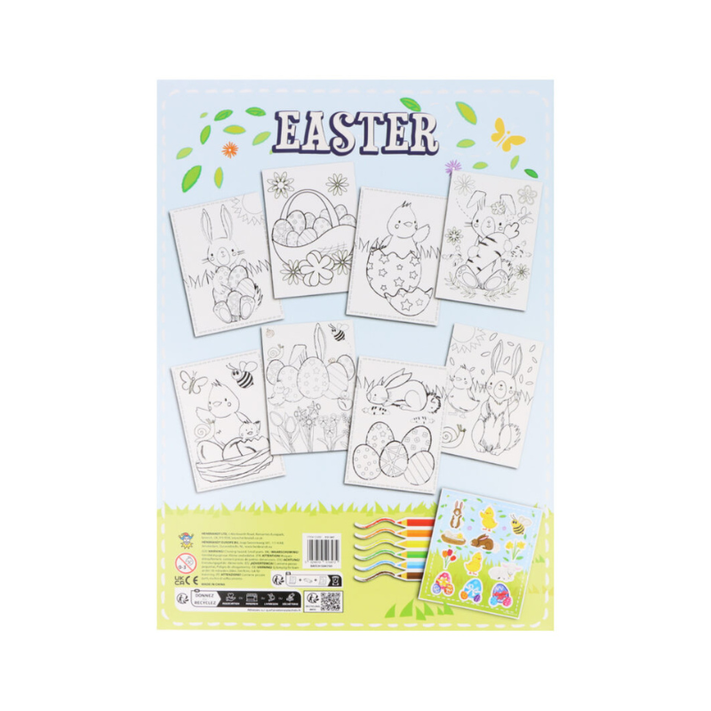 PoundFun Easter Colouring Set with Pencils & Stickers - Kids Art Activity