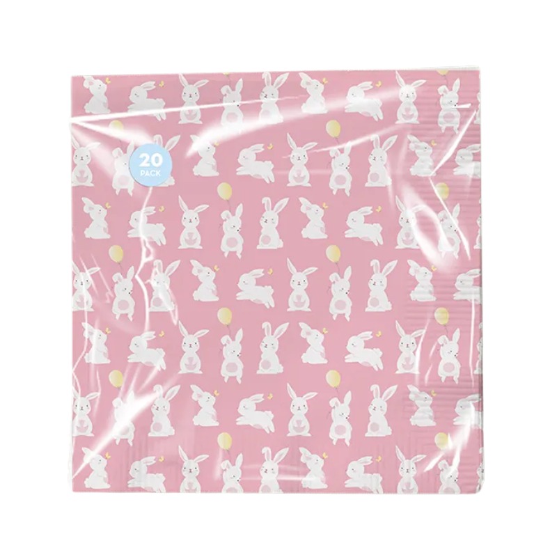 PoundFun Easter Bunny Napkins – Soft Paper Spring Tableware, 20pk