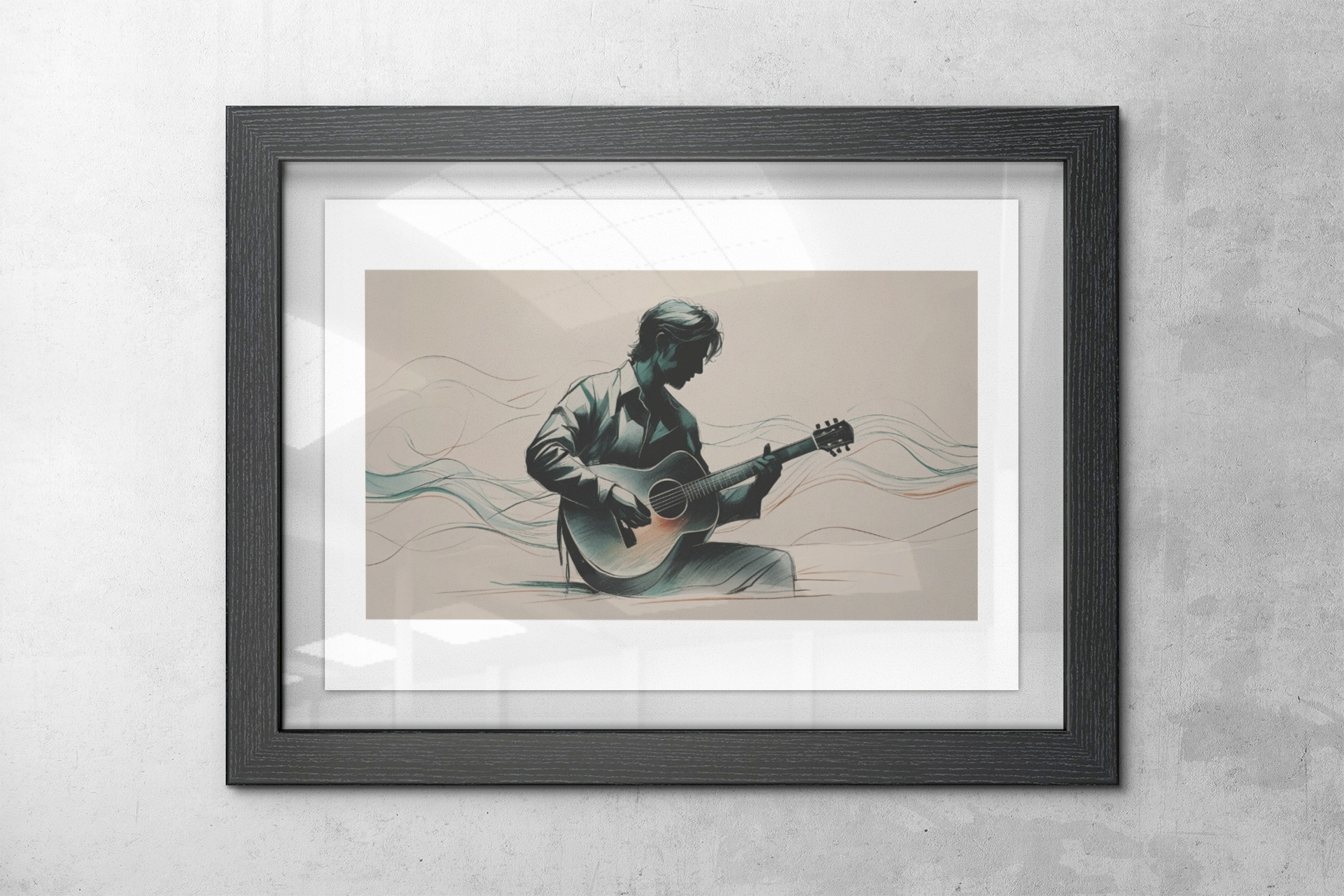 Elegant Guitar Player Wall Art - Abstract Acoustic Print