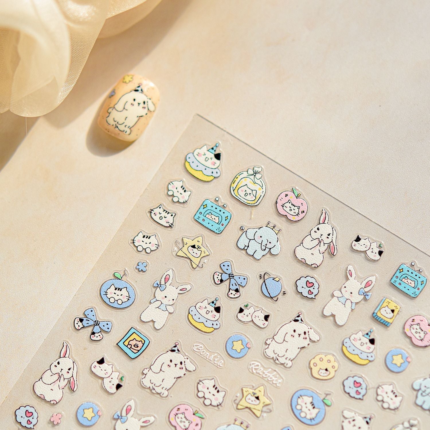 LuLuFun Studio Fluffy Puppy 5D Nail Deco Stickers - DIY Nail Art Decals