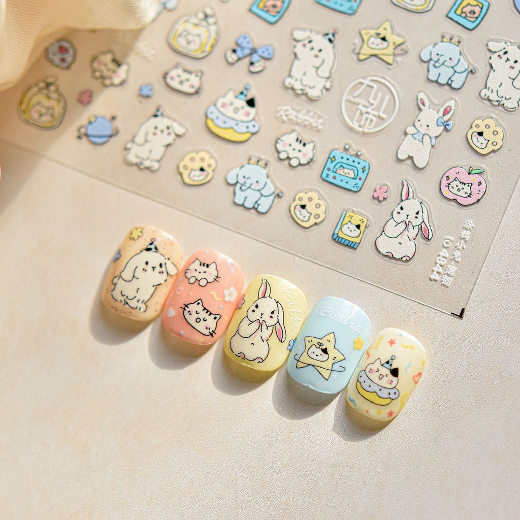 LuLuFun Studio Fluffy Puppy 5D Nail Deco Stickers - DIY Nail Art Decals