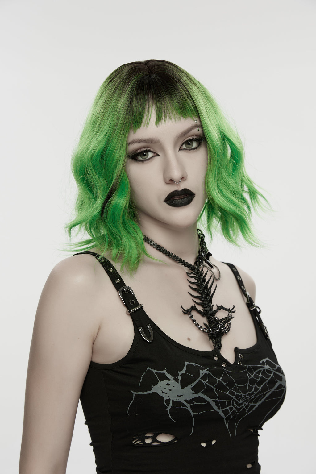 Punk Rave Dragon Bone Necklace | Gothic 3D Printed Skull & Chains