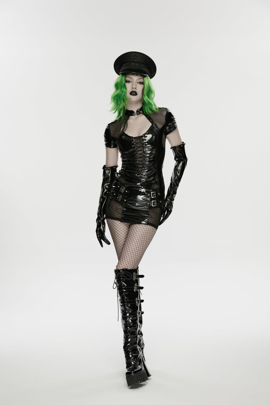 Punk Rave Malphas Dark Military Hat – Goth Pentagram Peaked Cap