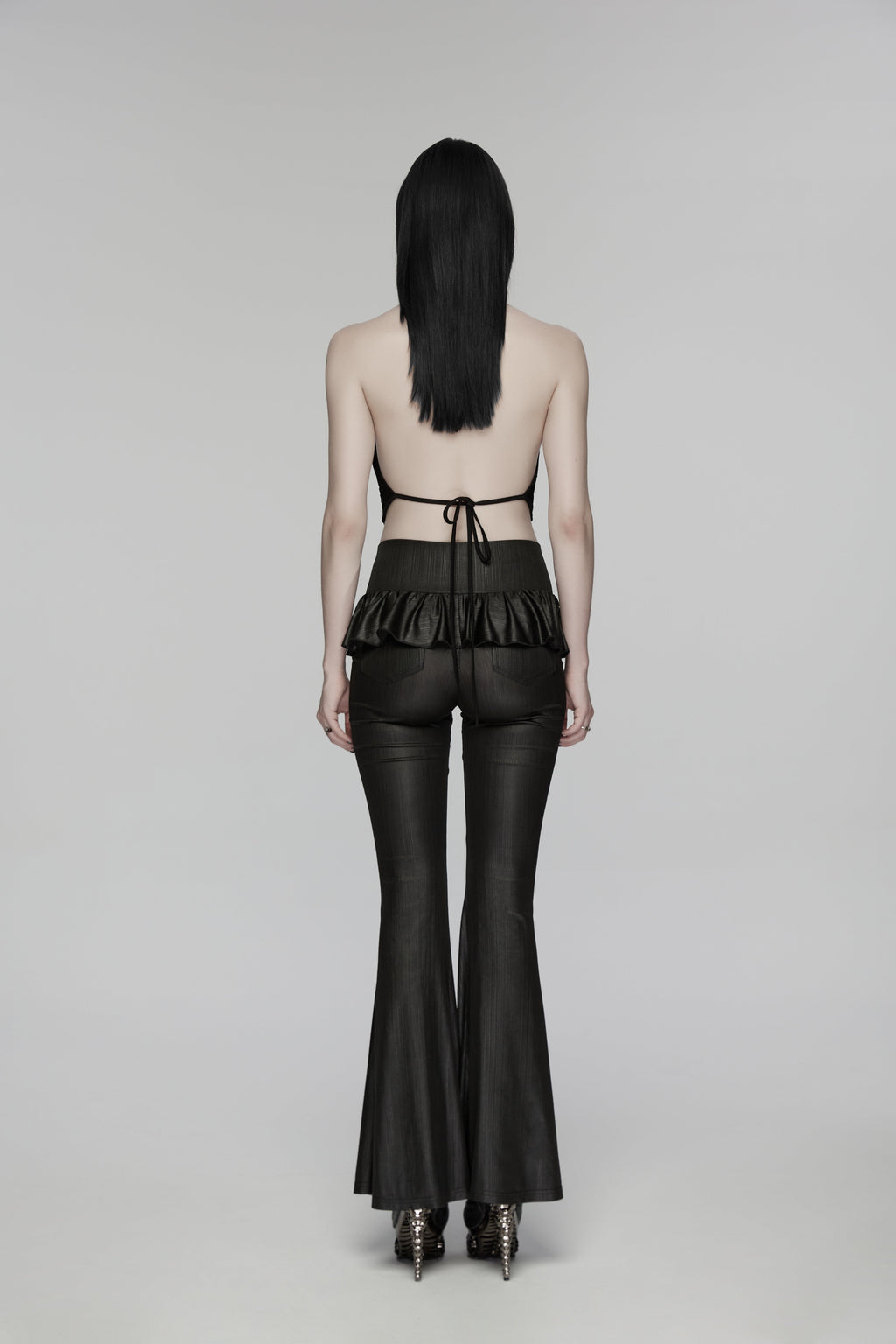 Punk Rave Bellatrix Goth Flared Pants – Spiderweb Mesh High-Waisted