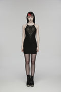Punk Rave Juliette Goth Slip Dress – Black Lace Mini Dress