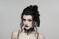 Punk Rave Goth Rose Ribbon Formal Hat – Black Linen Fabric Headpiece