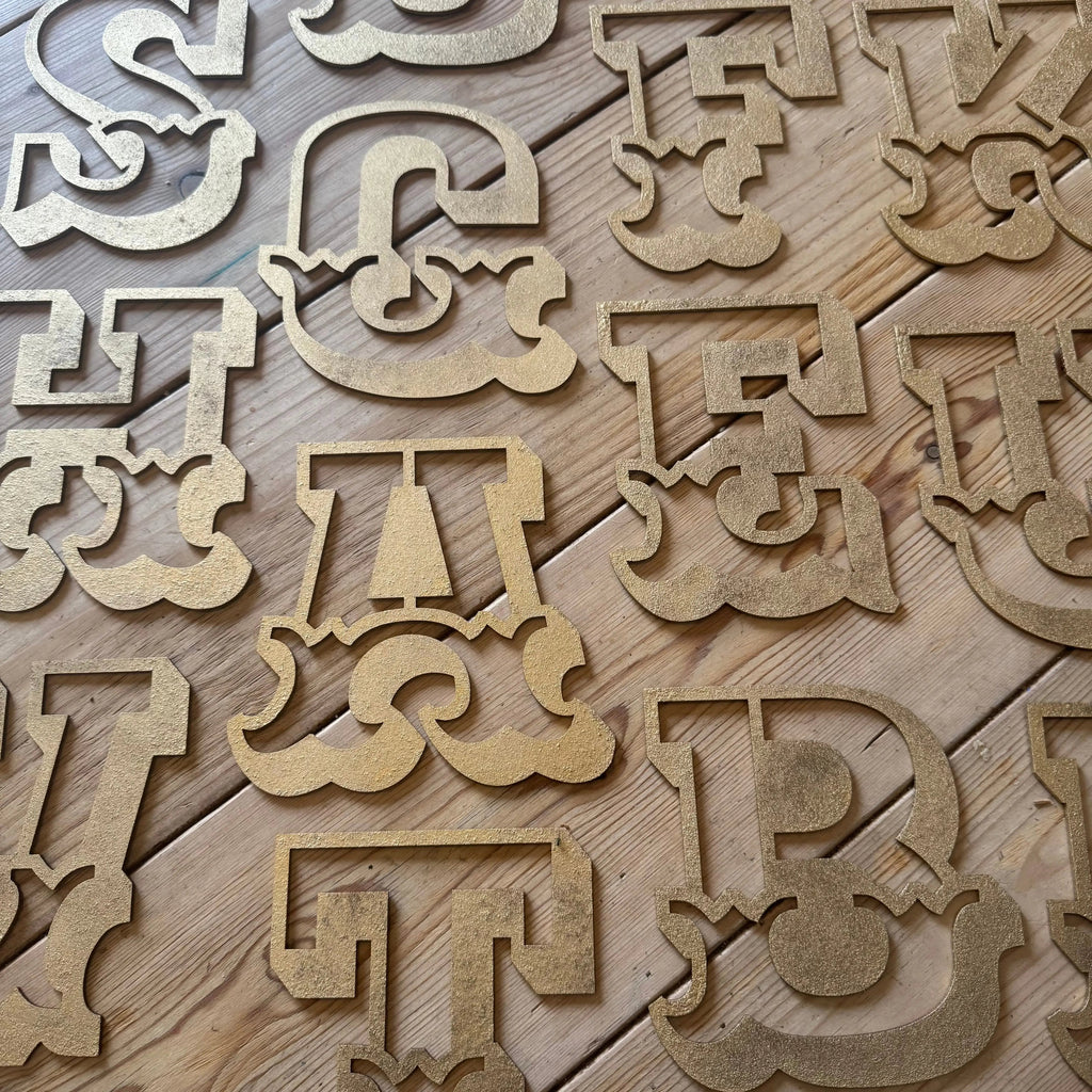 Rustic Gold Metal Carnival Letters | Distressed Steel Signage by Norfolk