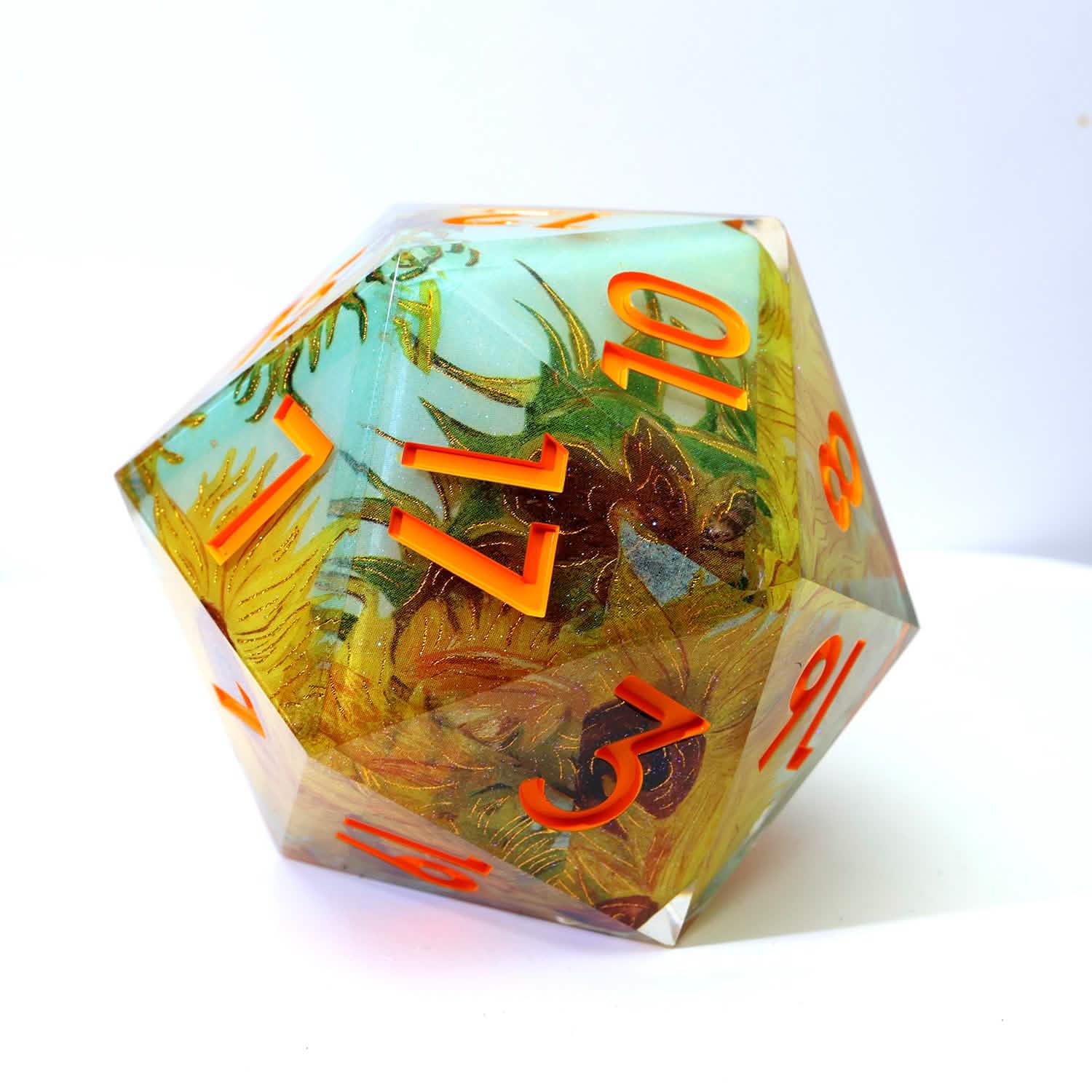 Solflowers Grace | 50mm D20 | Oversized Art Core Dice | Single Dice