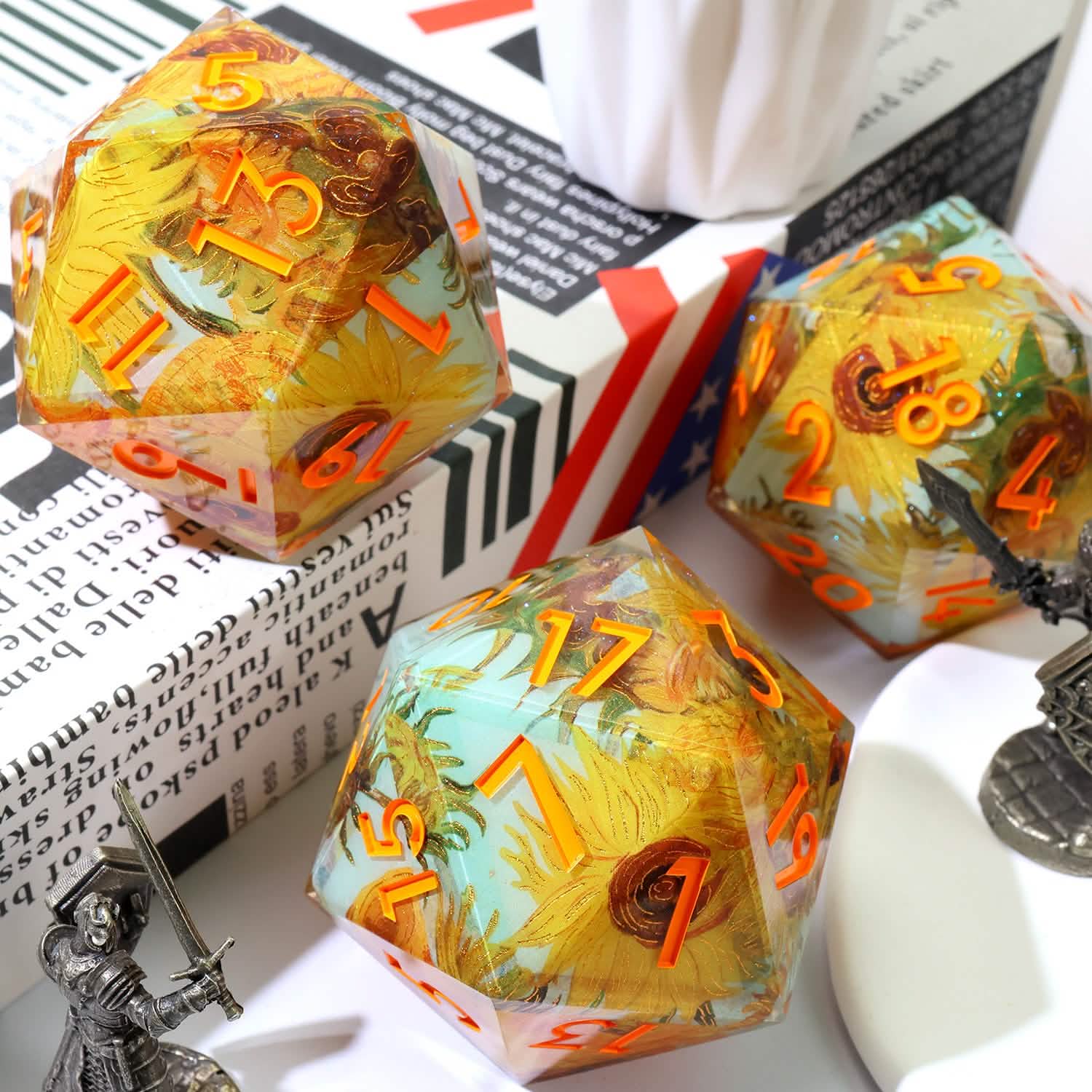 Solflowers Grace | 50mm D20 | Oversized Art Core Dice | Single Dice