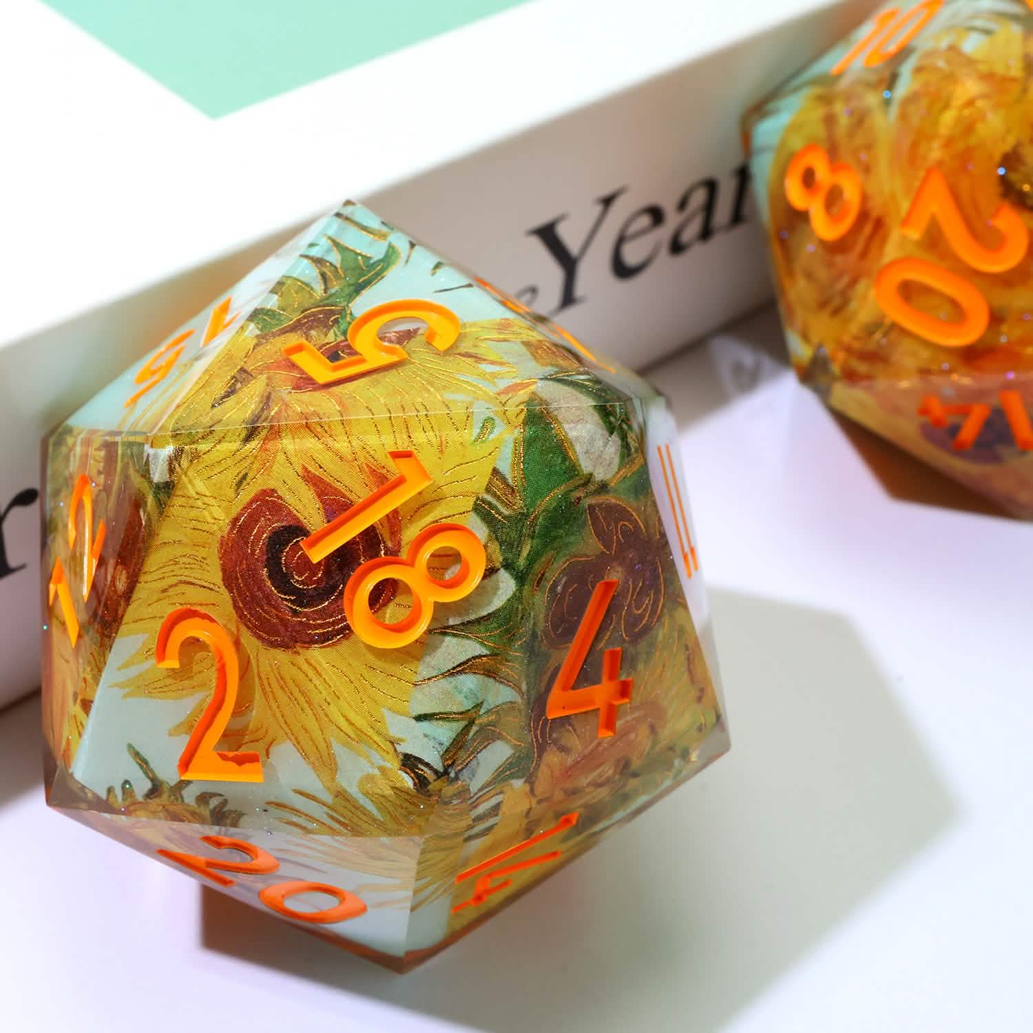 Solflowers Grace | 50mm D20 | Oversized Art Core Dice | Single Dice