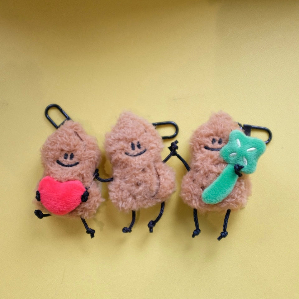 Mini Peanut Plush Keychain – Cute Smiling Bag Charm by Fickle Plan