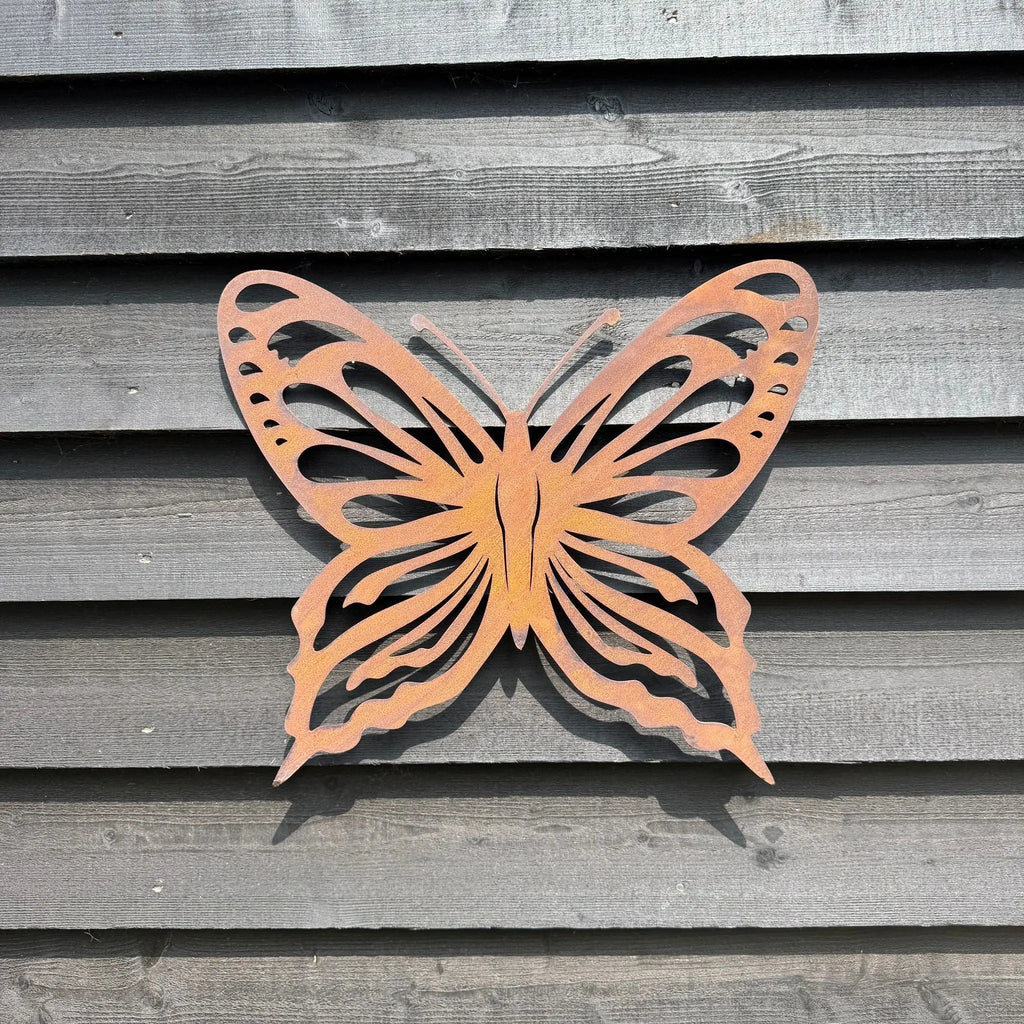 Large Rusty Metal Butterfly Wall Art – Rustic Steel Garden Ornament