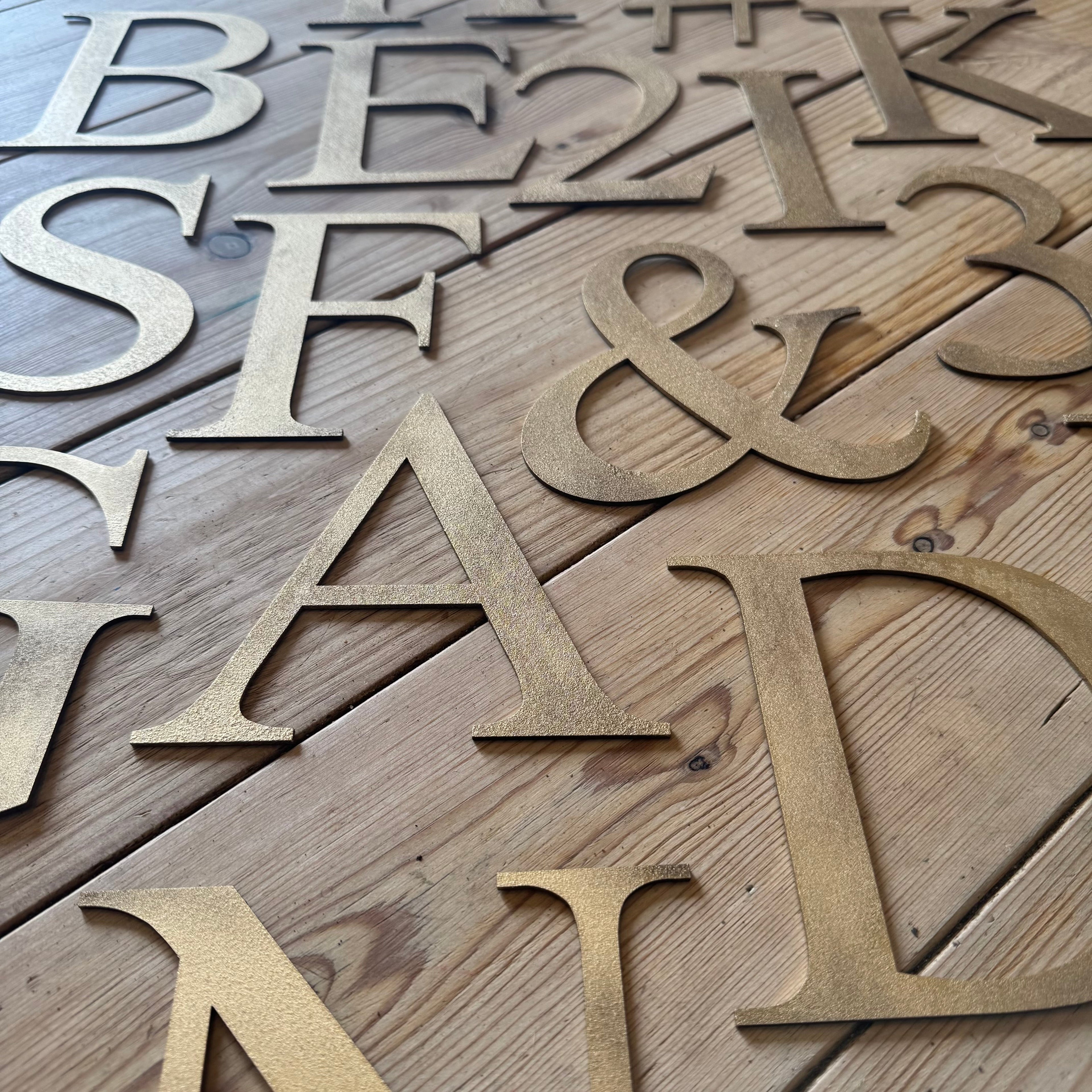 Rustic Distressed Gold Metal Letters | Classic Steel Wall Signage by RWN