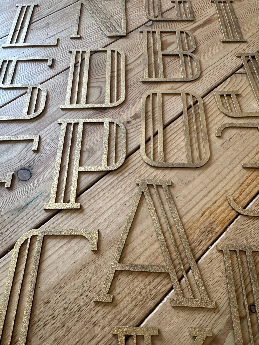 Rustic Warehouse Gold Art Deco Metal Alphabet Letters for House Signs