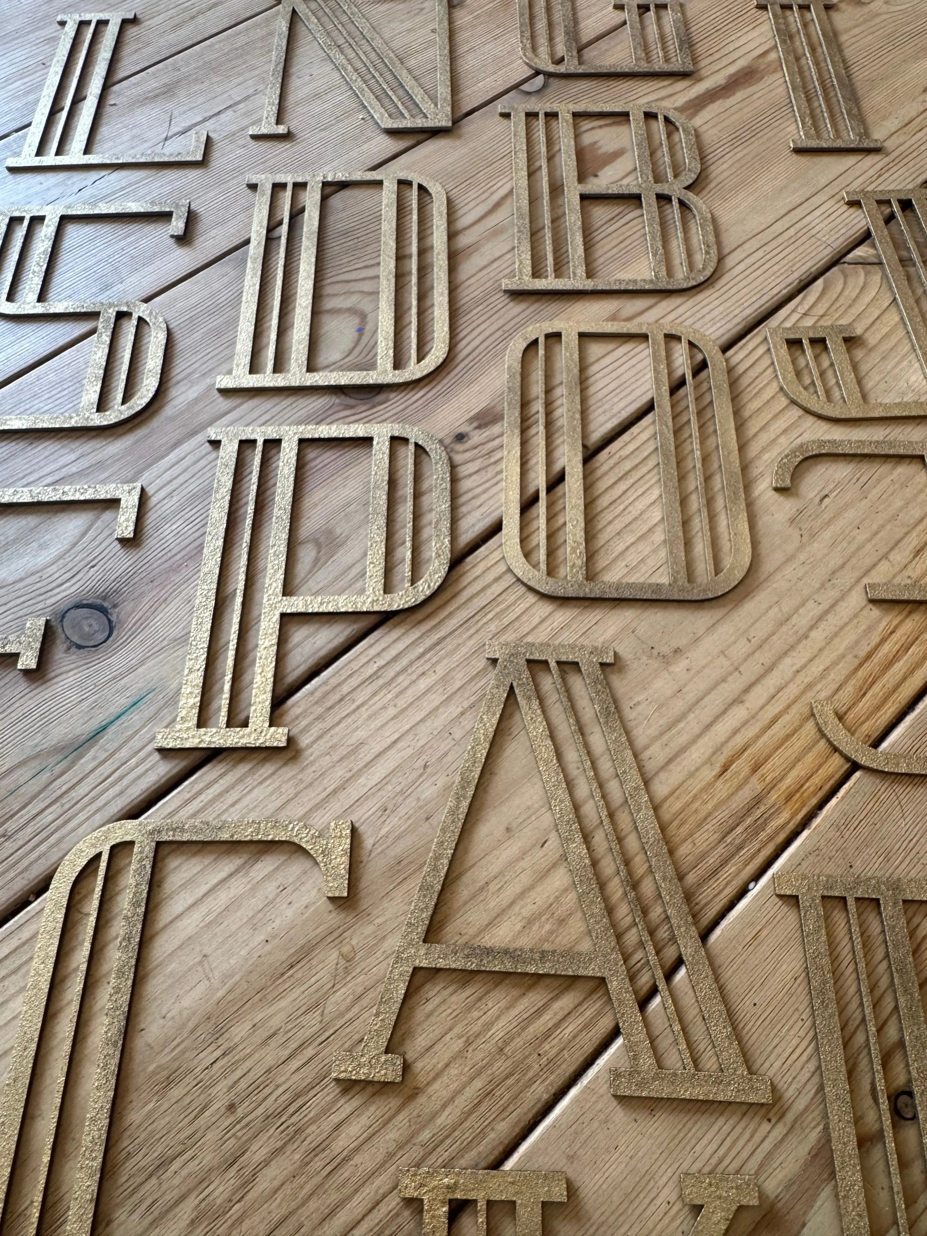 Rustic Warehouse Gold Art Deco Metal Alphabet Letters for House Signs
