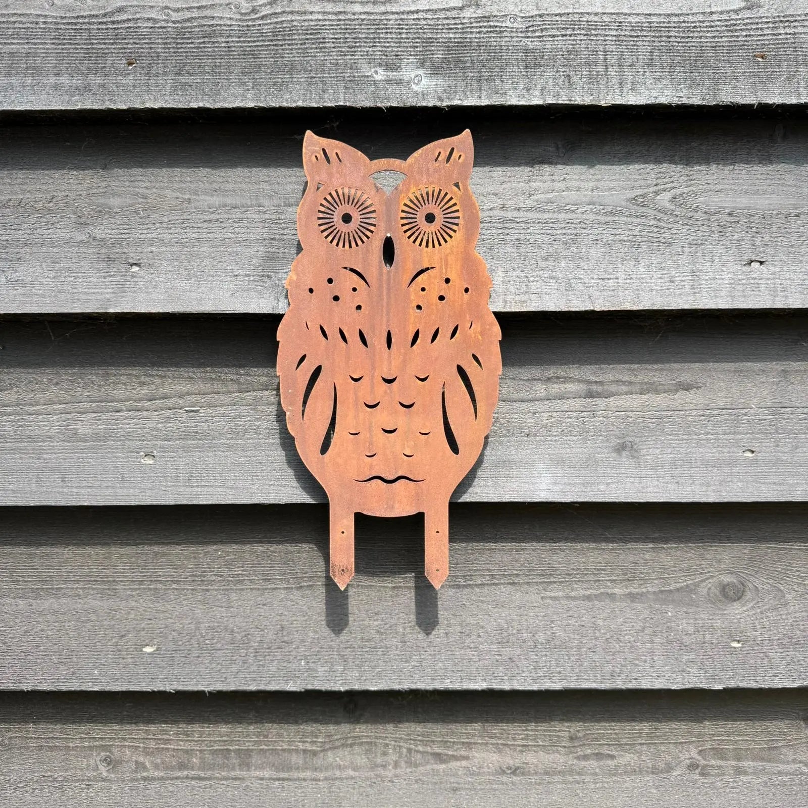 Rustic Metal Owl Garden Ornament – 35cm Steel Outdoor Sculpture