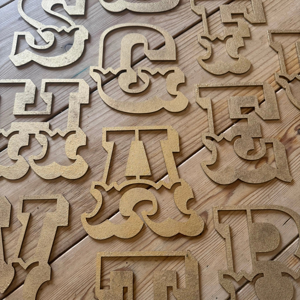 Rustic Gold Metal Carnival Letters | Distressed Steel Signage by Norfolk