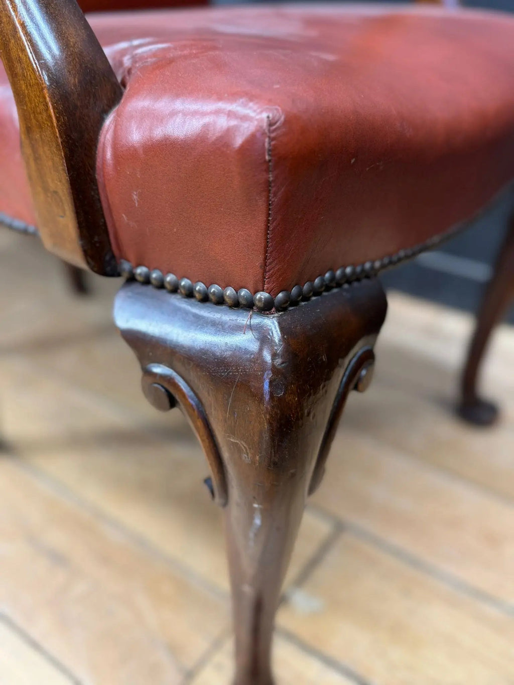 Antique Pair Of Gainsborough Style Mahogany Armchairs Desk Study Carver Chairs