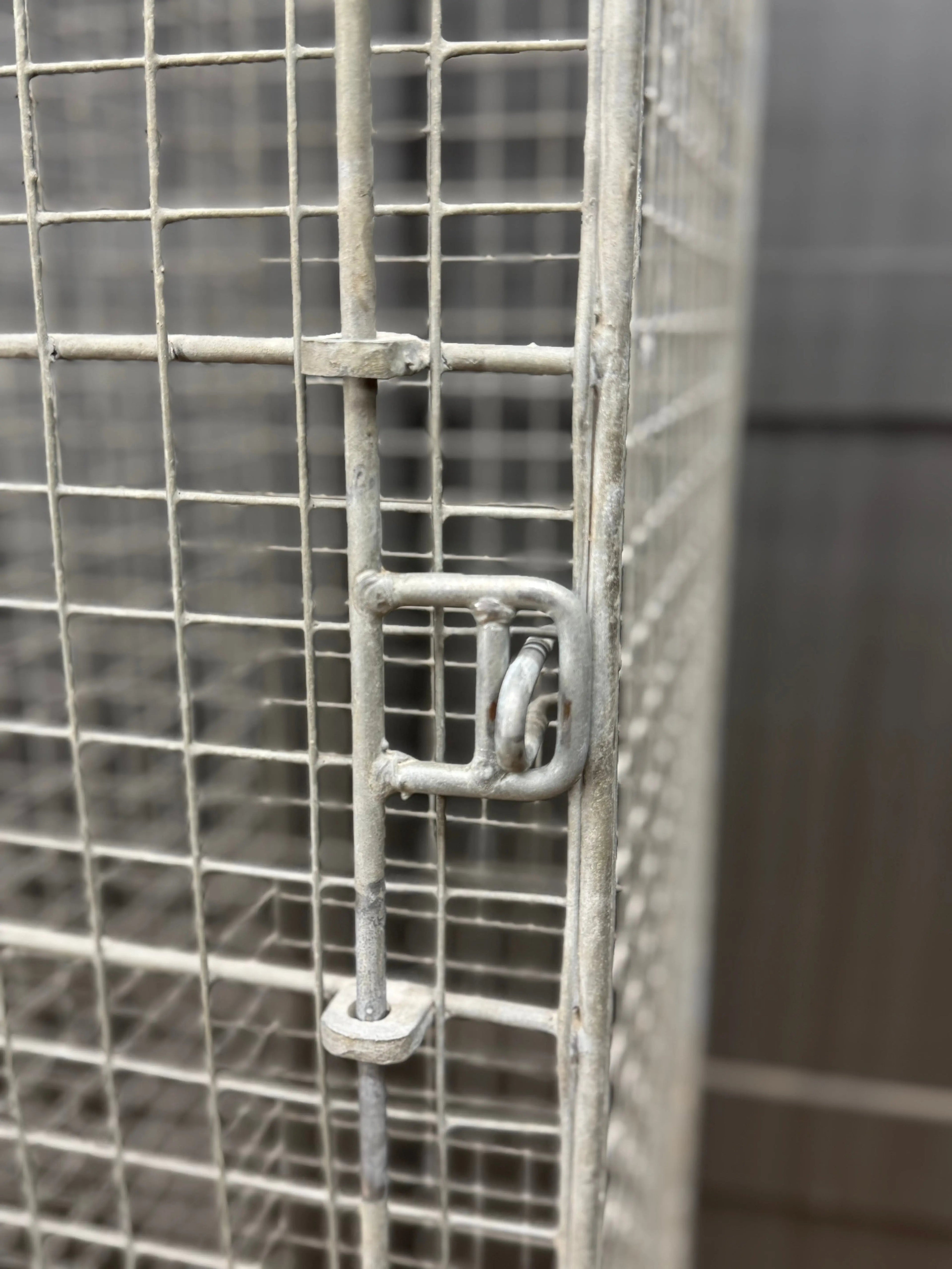 Industrial Vintage Wire Mesh Three Door Locker Storage Cabinet Cage Wardrobe