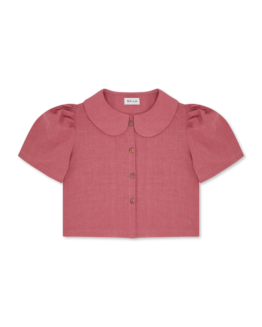 Frances Linen Cropped Blouse  - Berry