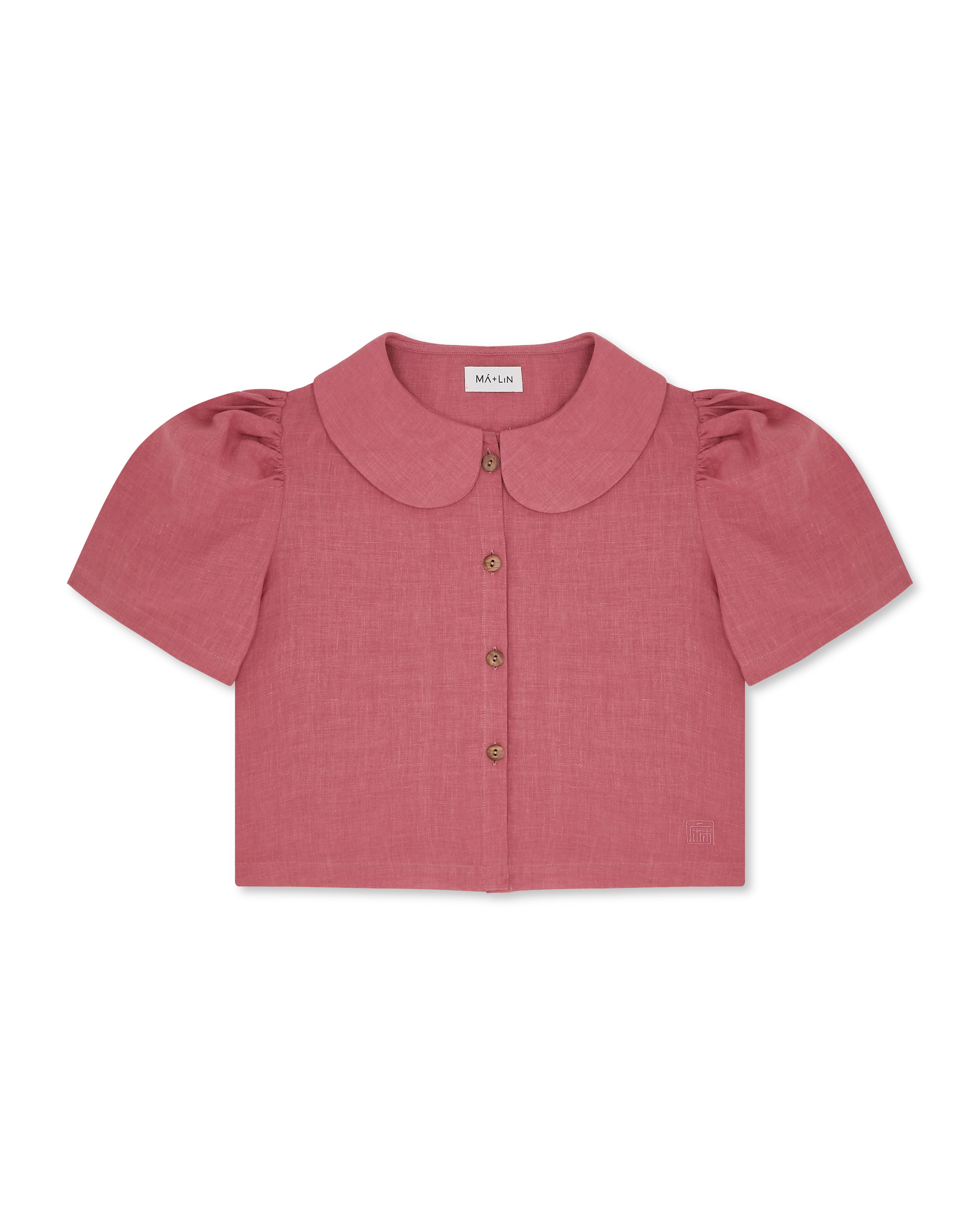 Frances Linen Cropped Blouse  - Berry