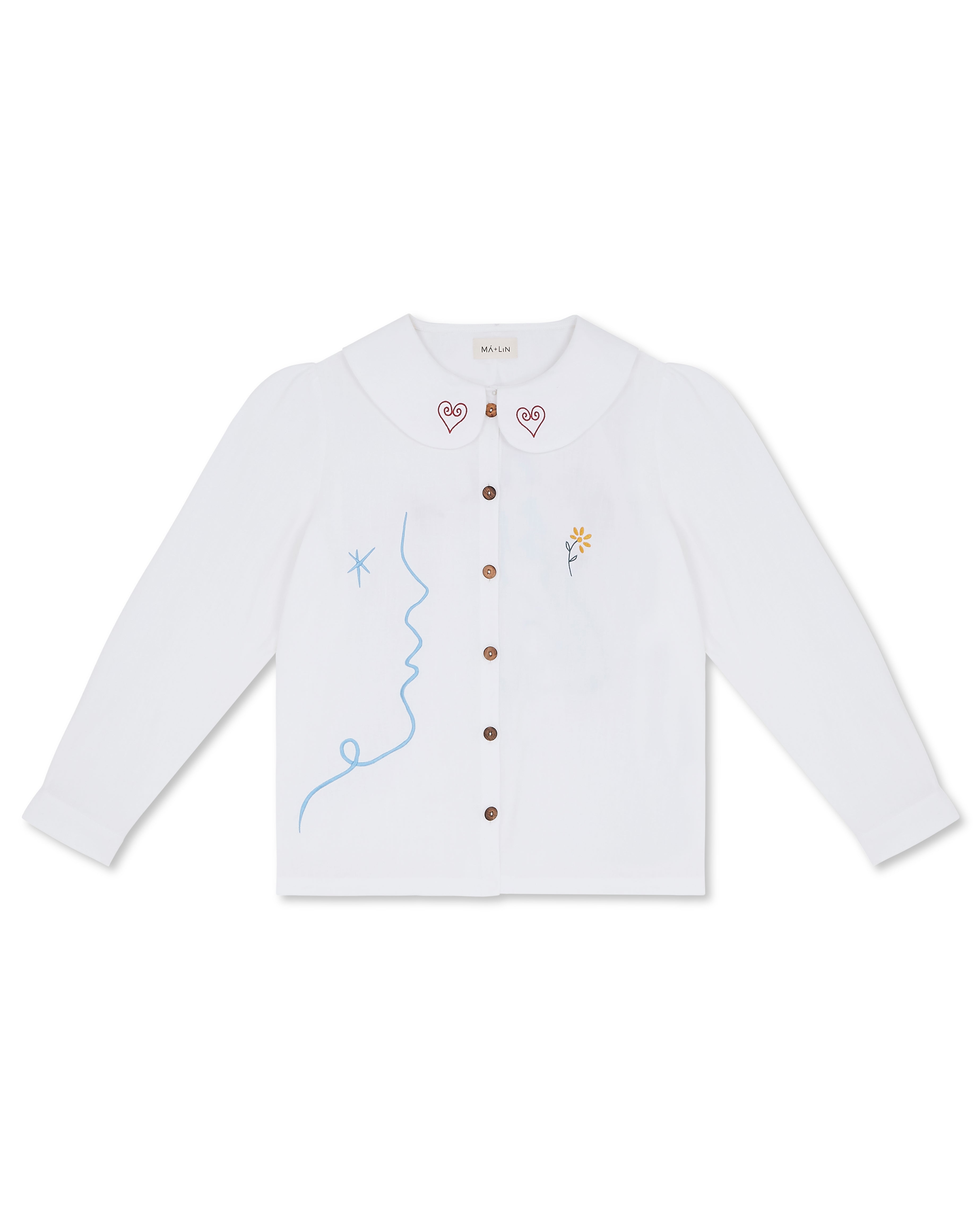 OLALA Embroidered Claudine Linen Blouse - White  x Laetitia Rouget - Delivery from June 2026