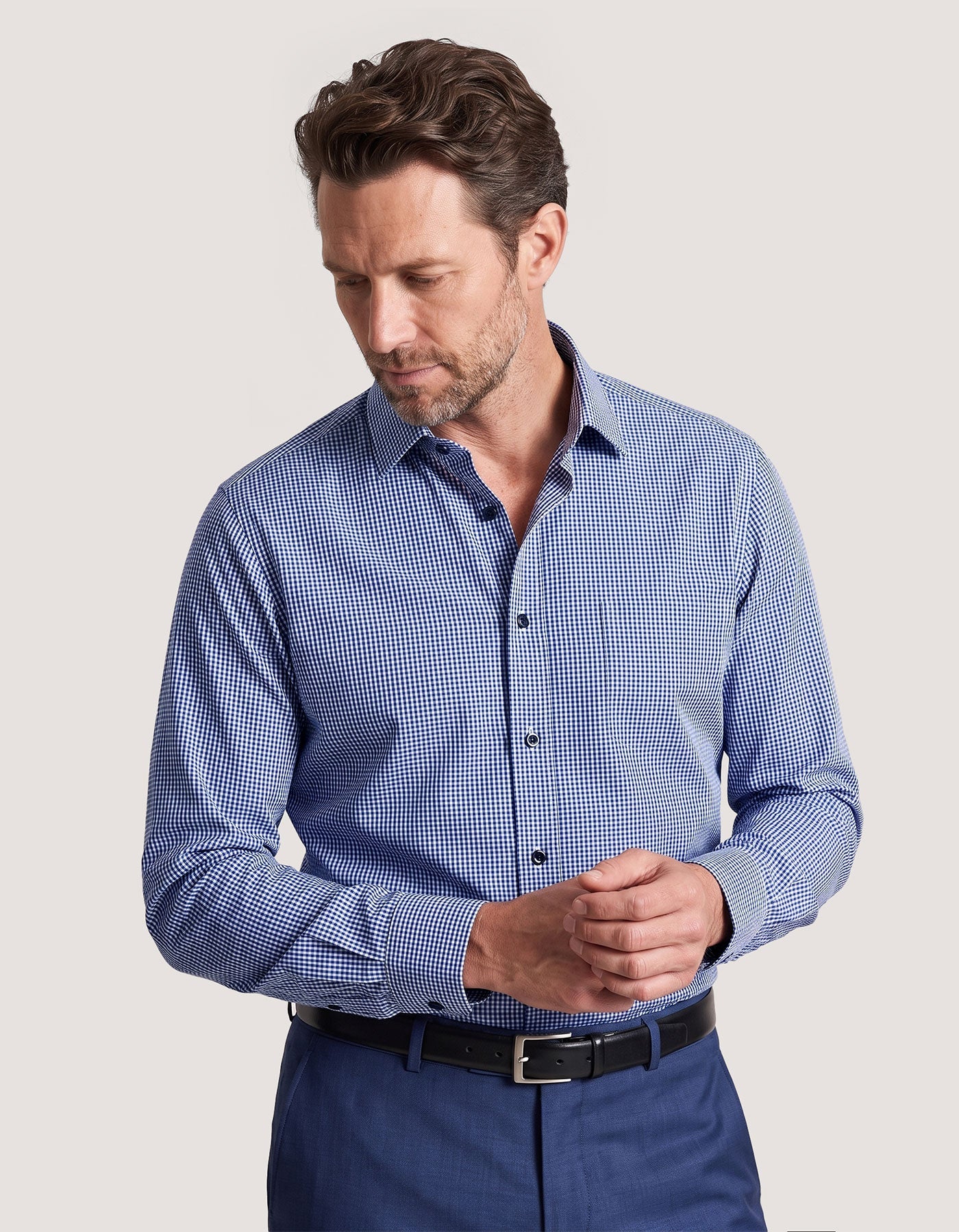 Navy Mini Check Shirt