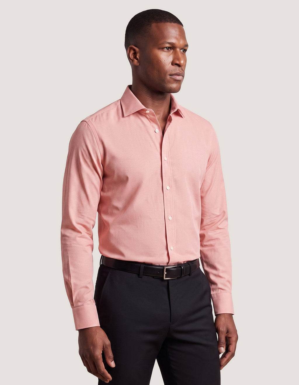 Light Orange Houndstooth Check Shirt