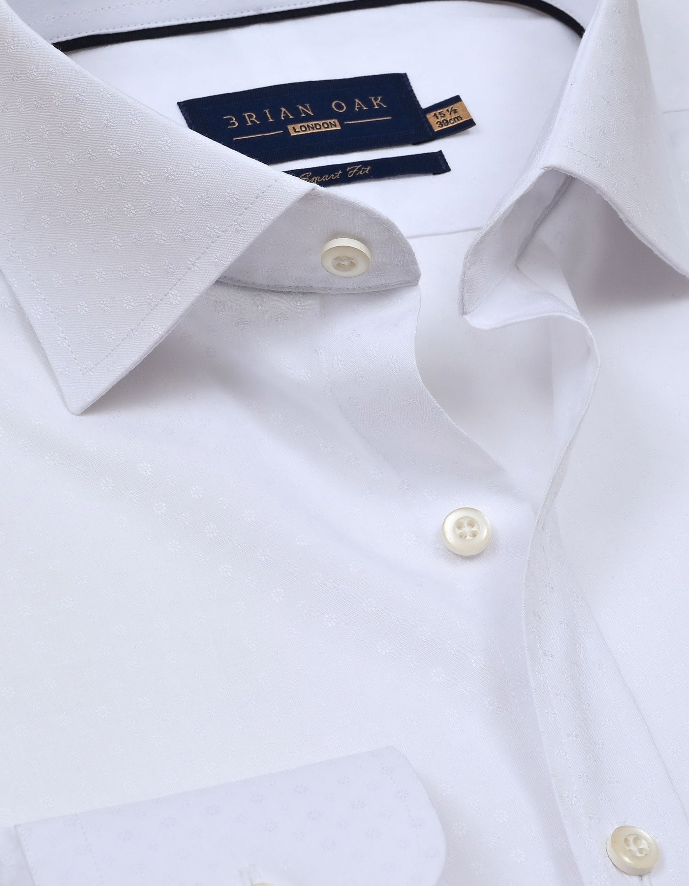 White Floral Textured Smart Fit Shirt