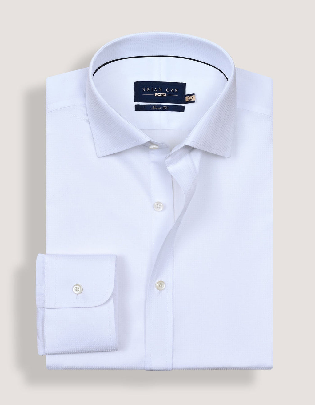 White Dotted Textured Smart Fit Shirt