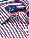 Royal Blue and Red Striped Formal Shirt