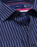 Navy & White Striped Formal Shirt