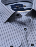 Navy Striped Grey Dress Shirt