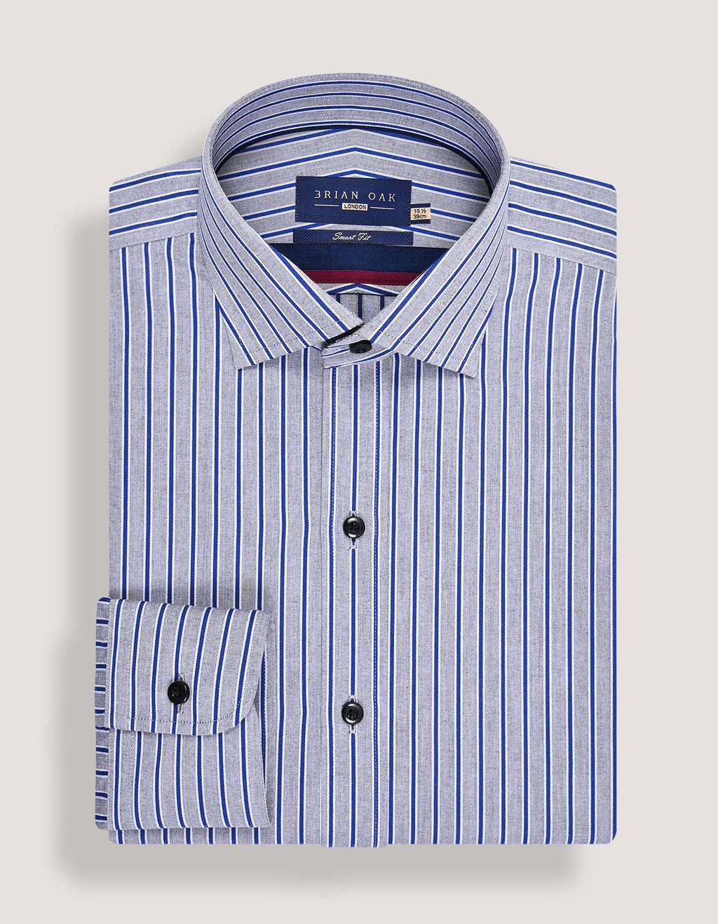 Royal Blue Striped Grey Formal Shirt