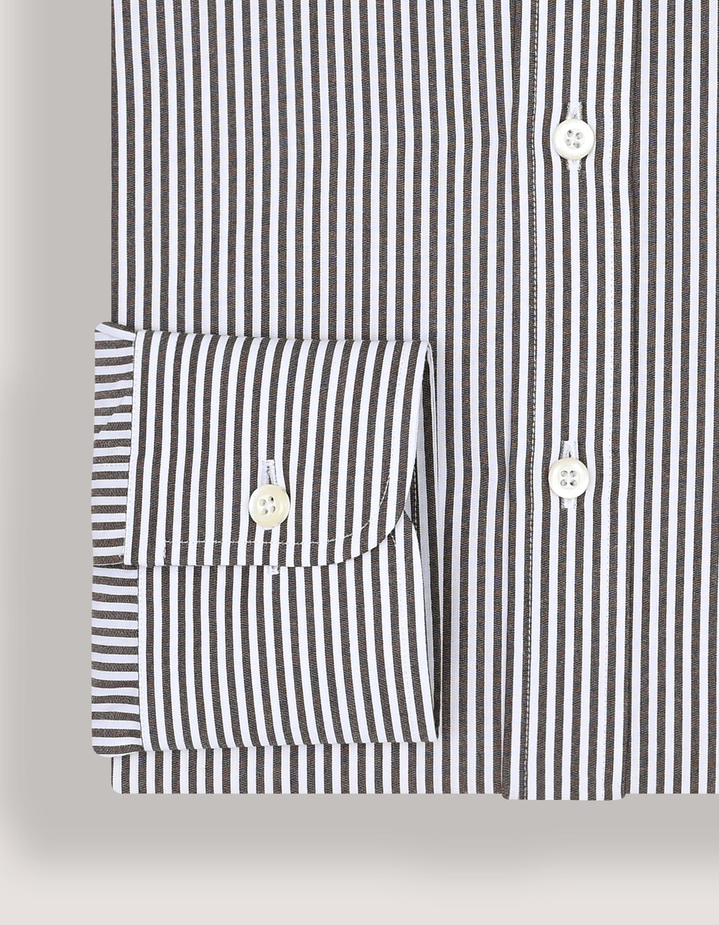 Brown & White Striped Formal Shirt