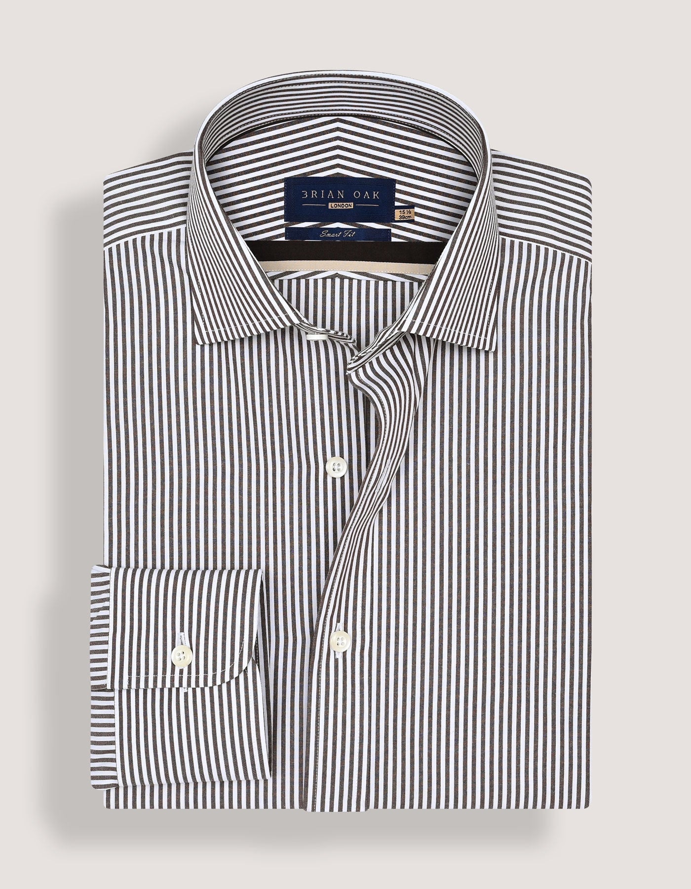 Brown & White Striped Formal Shirt