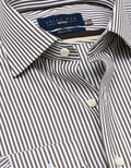 Brown & White Striped Formal Shirt