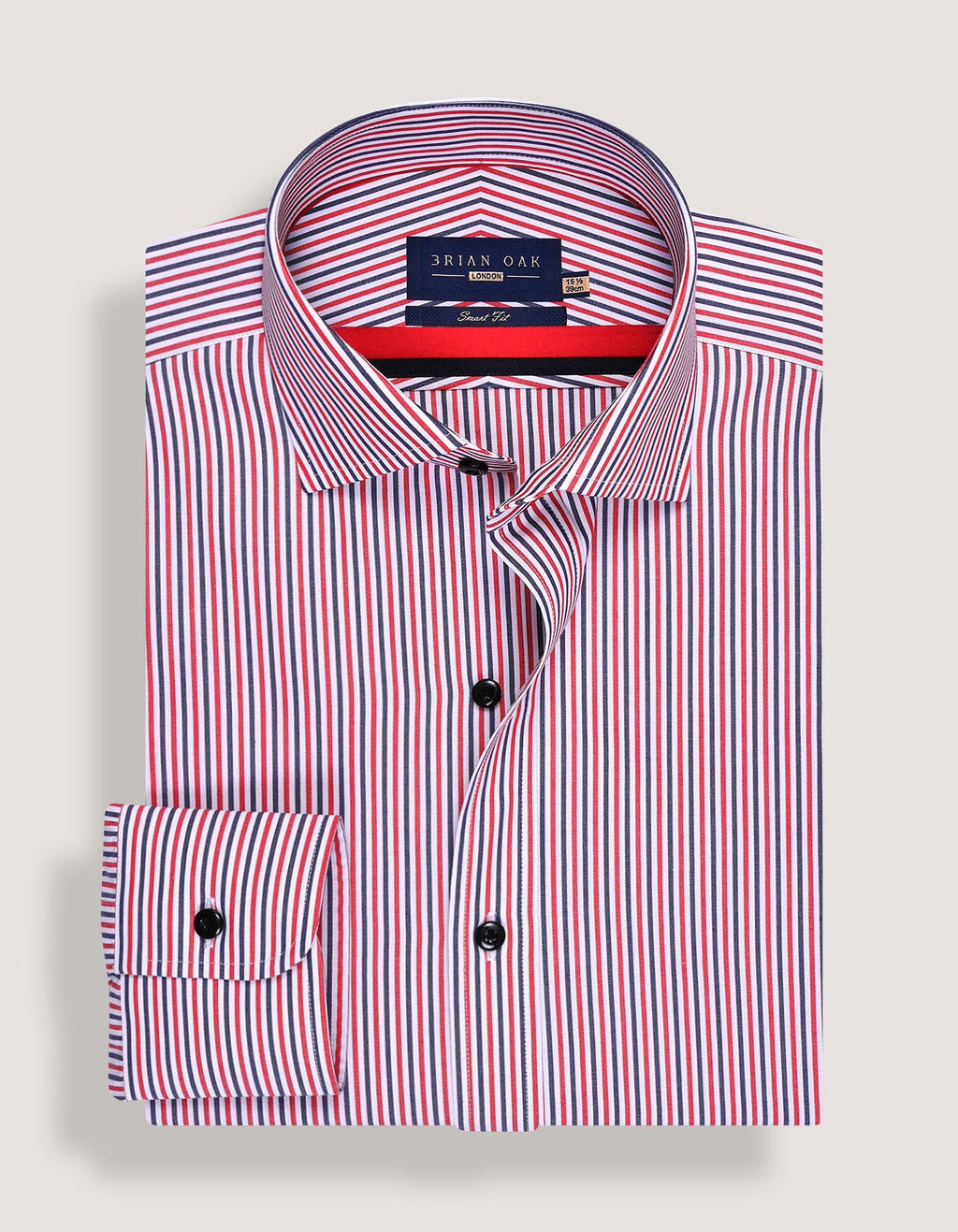 Contrast Red & Blue Striped Formal Shirt