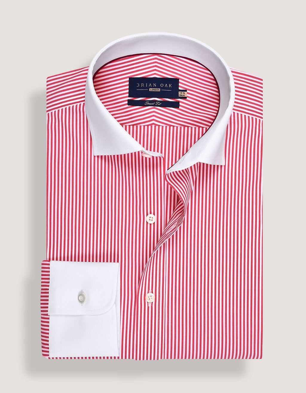 Red Striped Shirt with Contrast Collar