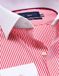 Red Striped Shirt with Contrast Collar