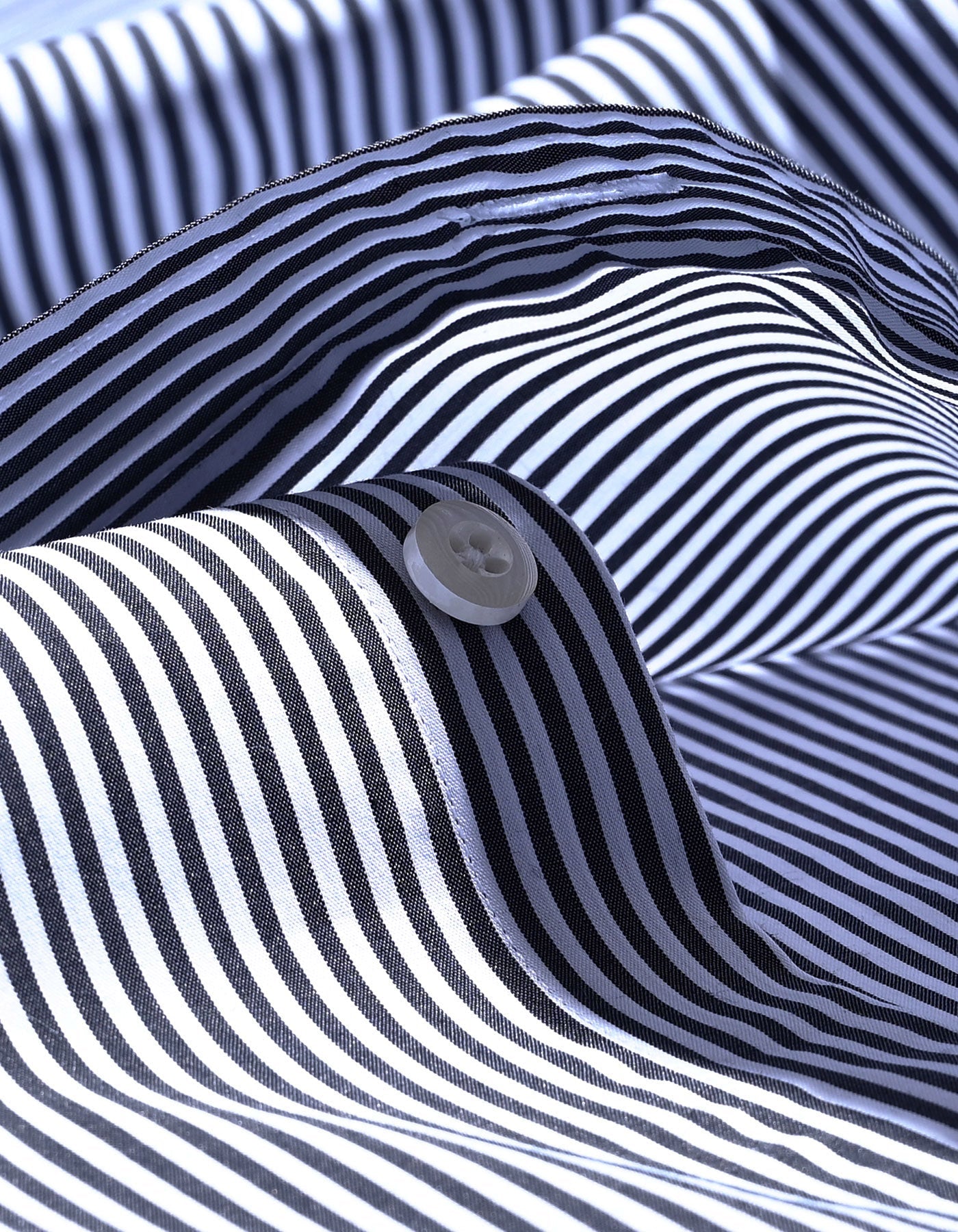Monochrome Striped Shirt with White Collar